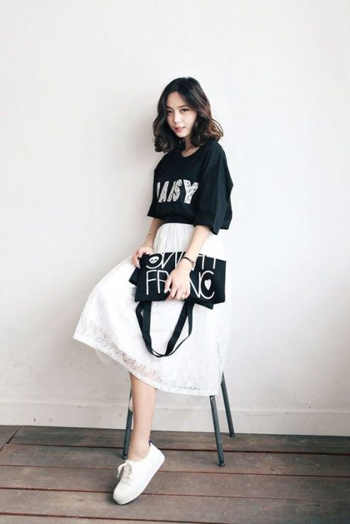 黑白穿搭　夏天